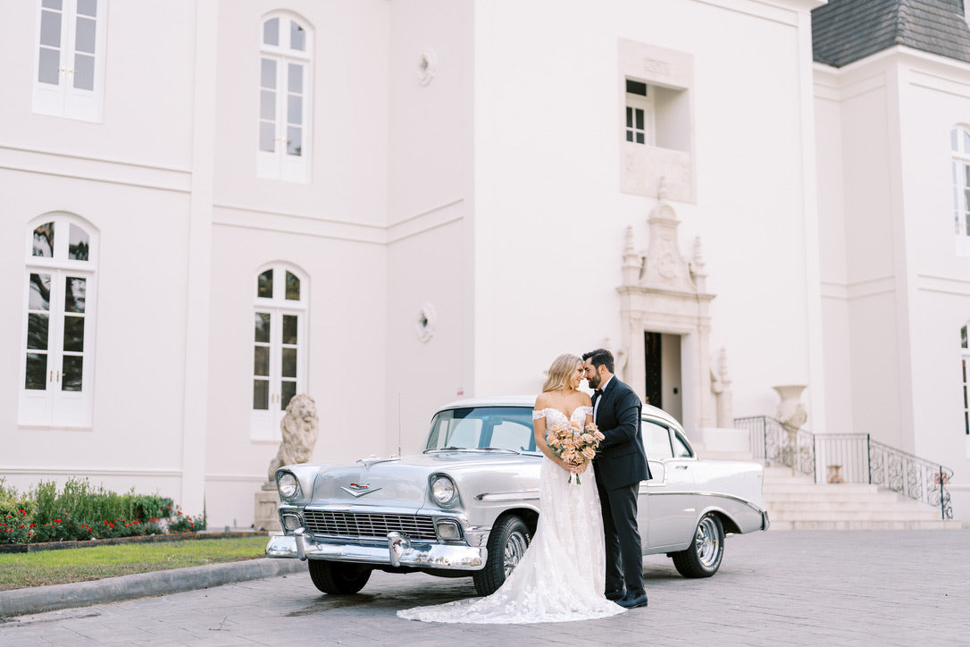 A Classic Getaway Car for a Château Nouvelle Wedding